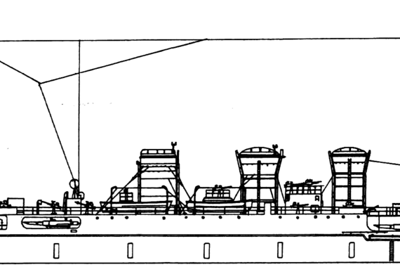 Cruiser IJN Kiso 1944 [Kuma-class Light Cruiser] - drawings, dimensions, pictures